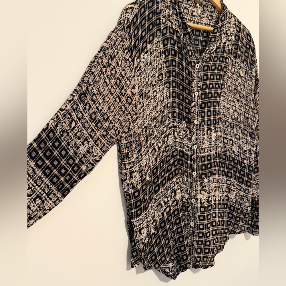 Free People Patterned Button Down Top. - image 4